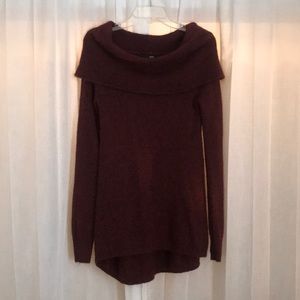 Off the shoulder burgundy sweater